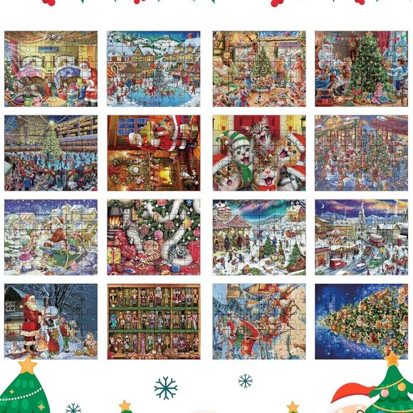NEW Christmas Advent Calendar 24 Individual Theme Jigsaw Puzzles - Picture 6 of 9